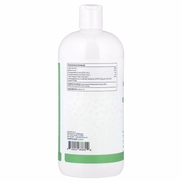 Nutricost, Pets, Wild Alaskan Salmon Oil, For Dogs & Cats, All Ages, 32 fl oz (946 ml) - Image 2