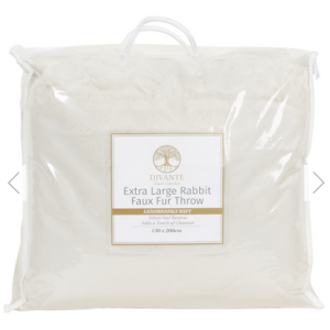 Rabbit Faux Fur Throw - Champagne / Extra Large