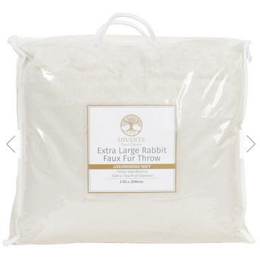 Rabbit Faux Fur Throw - Champagne / Extra Large